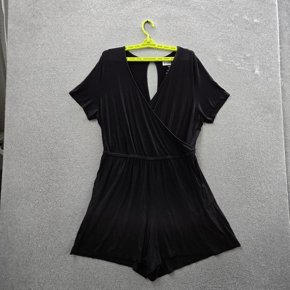 Torrid Women Romper 1 Black Faux Wrap Short Sleeve